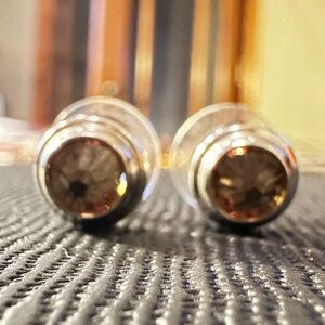 Alex and Ani Silver Tone Citrine Gemstone earrings